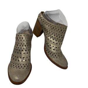 Steve Madden Shoes Womens 8.5 Harmony Mules Metallic Leather‎ Block Heel Clog